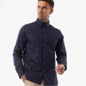 Ted Baker Dark Blue Dress Shirt with pattern on cuffs size 4/medium